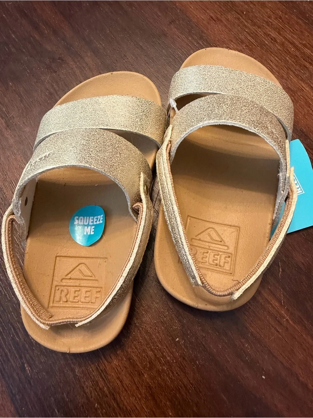 Reef Kids Metallic Gold Sandals with Back Strap